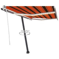 Greatstore Ručně zatahovací markýza s LED světlem 300x250 cm oranžovohnědá