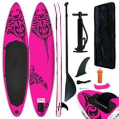 Greatstore Nafukovací SUP paddleboard 366 x 76 x 15 cm růžový