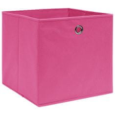 Greatstore Úložné boxy 4 ks netkaná textilie 28 x 28 x 28 cm růžové