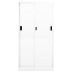 Greatstore Kancelářská skříň s posuvnými dveřmi bílá 90 x 40 x 180 cm ocel