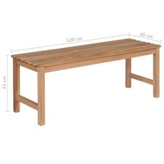 Greatstore Zahradní lavice s jasně zelenou poduškou 120 cm masivní teak