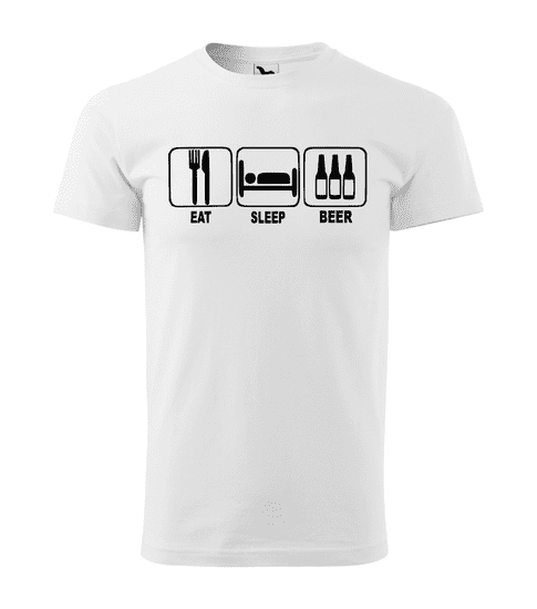 Fenomeno Pánské tričko Eat Sleep Beer - bílé Velikost: XL