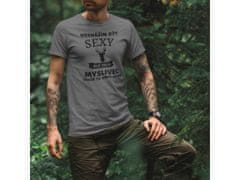 Fenomeno Pánské tričko Nesnáším být sexy myslivec - šedé Velikost: XL
