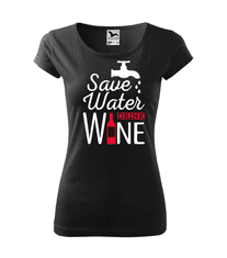 Fenomeno Dámské tričko Save water drink wine - černé Velikost: L