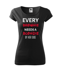 Fenomeno Dámské tričko every brownie needs a blondie - černé Velikost: XS