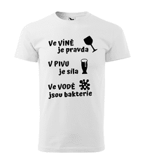 Fenomeno Pánské tričko Víno Pivo Voda - bílé Velikost: XL