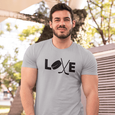 Fenomeno Pánské tričko - Love(hokej) - šedé Velikost: 4XL
