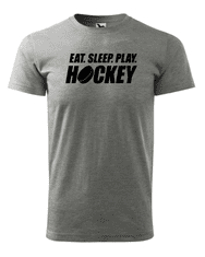 Fenomeno Pánské tričko - Eat sleep hockey - šedé Velikost: 4XL