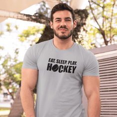 Fenomeno Pánské tričko - Eat sleep hockey - šedé Velikost: 4XL