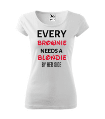 Fenomeno Dámské tričko every brownie needs a blondie - bílé Velikost: XS