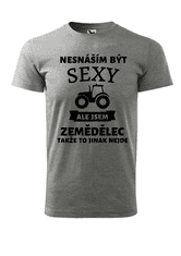 Fenomeno Pánské tričko Nesnáším být sexy zemědělec - šedé Velikost: XL
