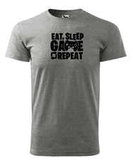 Fenomeno Pánské tričko - Eat sleep game - šedé Velikost: S