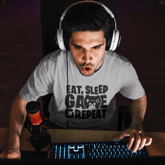 Fenomeno Pánské tričko - Eat sleep game - šedé Velikost: S