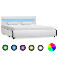 Greatstore Rám postele s LED světlem bílý umělá kůže 140 x 200 cm