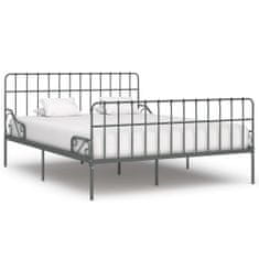Greatstore Rám postele s laťkovým roštem šedý kov 180 x 200 cm
