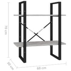 Greatstore Knihovna se 2 policemi betonově šedá 60x30x70 cm dřevotříska