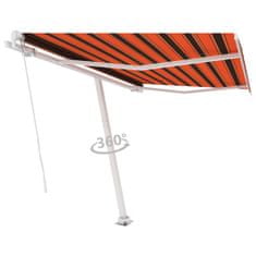 Greatstore Volně stojící ručně zatahovací markýza 350x250 cm oranžovohnědá