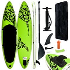 Greatstore Nafukovací SUP paddleboard 320 x 76 x 15 cm zelený
