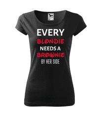 Fenomeno Dámské tričko every blondie needs a brownie - černé Velikost: M
