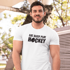 Fenomeno Pánské tričko - Eat sleep hockey - bílé Velikost: 3XL