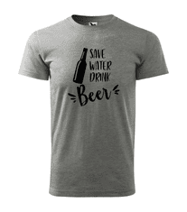 Fenomeno Pánské tričko Save water drink beer - šedé Velikost: L