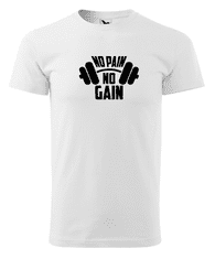 Fenomeno Pánské tričko - No pain No gain - bílé Velikost: S