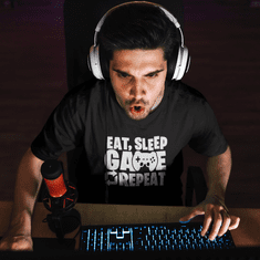 Fenomeno Pánské tričko - Eat sleep game - černé Velikost: S