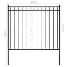 Greatstore Zahradní plot ocelový 1,7 x 1,5 m černý