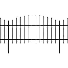 Greatstore Zahradní plot s hroty ocel (1–1,25) x 8,5 m černý