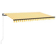 Greatstore Ručně zatahovací markýza s LED světlem 450 x 350 cm žlutobílá