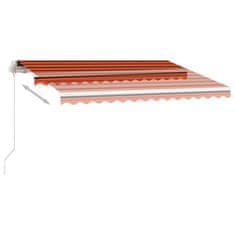 Greatstore Ručně zatahovací markýza s LED světlem 350x250 cm oranžovohnědá