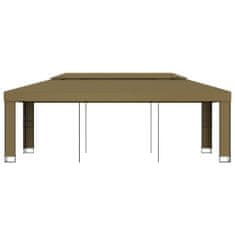 Greatstore Altán s dvojitou střechou 3 x 6 m taupe 180 g/m2