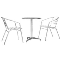 Greatstore 3dílný bistro set hliníkový stříbrný