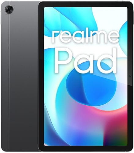 tablet Realme Pad, 8GB/256GB, Wi-Fi 5 moderní povrchová úprava vysoký výkon procesor výdrž 12 h na nabití 7100mAh baterie kvalitní IPS dotykový displej s 2K rozlišením režim snížení modrého světla 4GB RAM 64GB vnitřní paměť os android 11 8mpx zadní kamera s automatickým zaostřováním gps modul usb-c port Bluetooth 5.0 WiFi 5 odemknutí pomocí obličeje výkonný tablet ochrana zraku výkonná obrazovka multitaskign pracovní tablet Dolby Atmos HiRes Audio