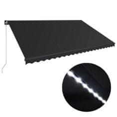 Greatstore Ručně zatahovací markýza s LED světlem 500 x 300 cm antracitová