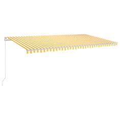 Greatstore Ručně zatahovací markýza s LED světlem 600 x 300 cm žlutobílá