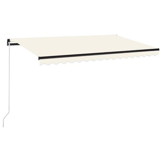 Greatstore Ručně zatahovací markýza s LED světlem 450 x 300 cm krémová