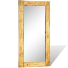 Greatstore Obdélníkové nástěnné zrcadlo s rámem z masivního dřeva 120 x 60 cm