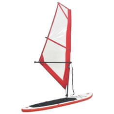 Greatstore Nafukovací Stand Up Paddleboard s plachtou červenobílý