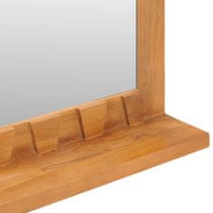 Greatstore Nástěnné zrcadlo s policí 100 x 12 x 60cm masivní teakové dřevo