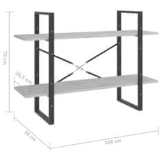 Greatstore Knihovna se 2 policemi betonově šedá 100x30x70 cm dřevotříska