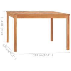 Greatstore Zahradní jídelní stůl 120 x 120 x 77 cm masivní teakové dřevo