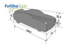 Futuka Kids Dětská postel auto LIGHT PLUS MG + LED světlomety + Spodní světlo ČERNÁ