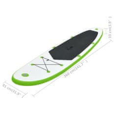 Greatstore Nafukovací SUP paddleboard zeleno-bílý