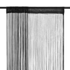 Greatstore Provázkové záclony, 2 ks, 100x250 cm, černá