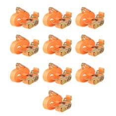 Greatstore Ráčnové upínací pásy, 10 ks, 0,4 tun, 6mx25mm, oranžové