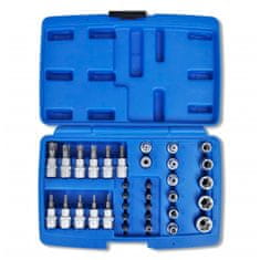 Greatstore Gola sada torx nástrčné a zástrčné klíče 34 ks s pouzdrem pro uložení