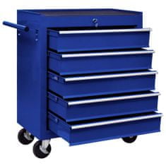 Greatstore Dílenský vozík na nářadí s 5 zásuvkami ocelový modrý