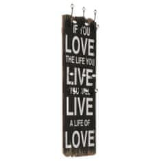 Greatstore Nástěnný věšák na kabáty LOVE LIFE s 6 háčky 120 x 40 cm