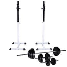 Greatstore Posilovací stojan se sadou činek barbell a dumbbell 30,5 kg